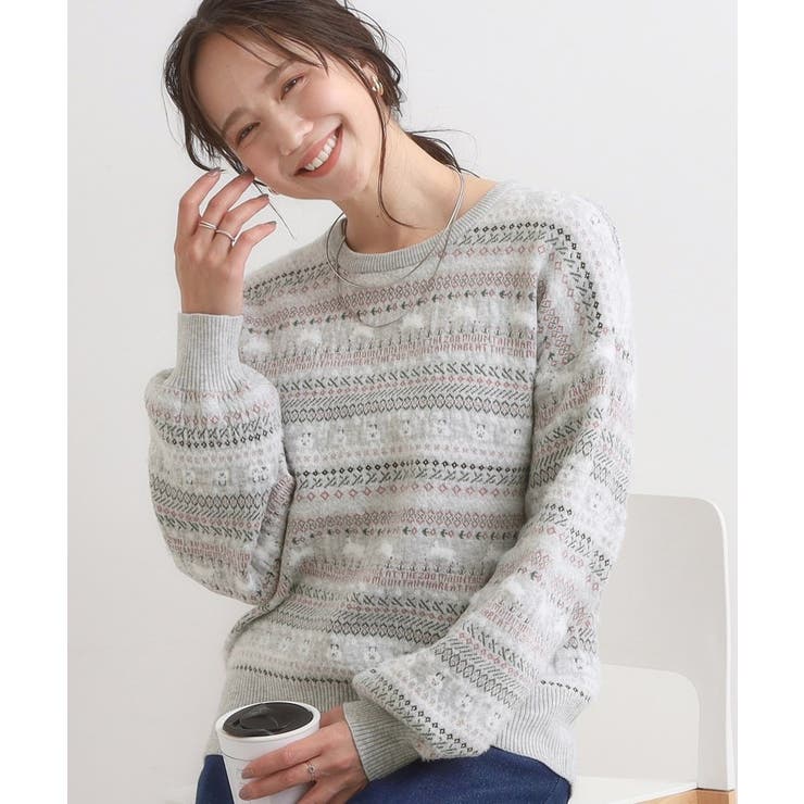 ライトグレー(411) | 【旭山動物園応援商品】ノルディック柄 モールニット | Cutie Blonde