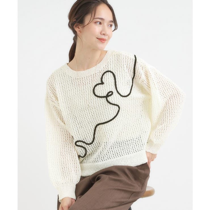 オフホワイト(003) | コード刺繍アソートメッシュカーディガン | Cutie Blonde