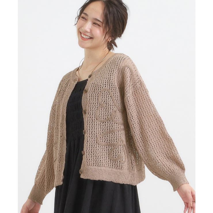 ベージュ(052) | コード刺繍アソートメッシュカーディガン | Cutie Blonde
