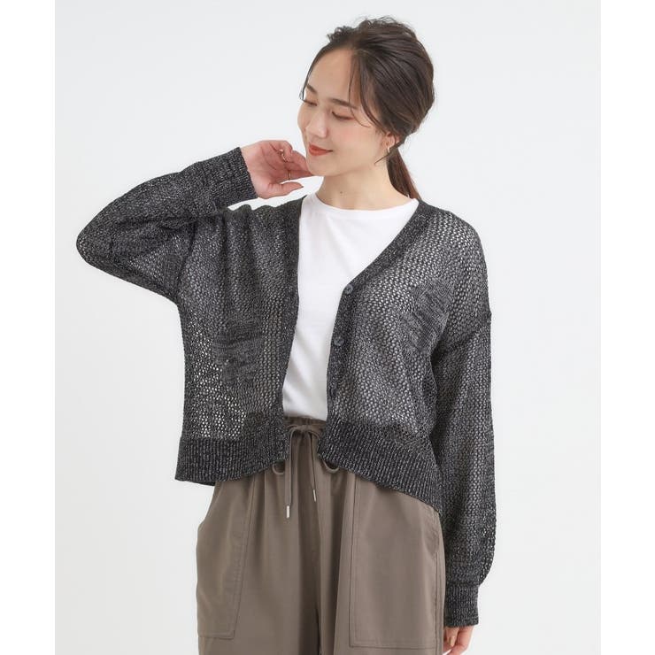 【2点セット】ラメメッシュニットカーディガン＋ロンTセット | Cutie Blonde | 詳細画像9 