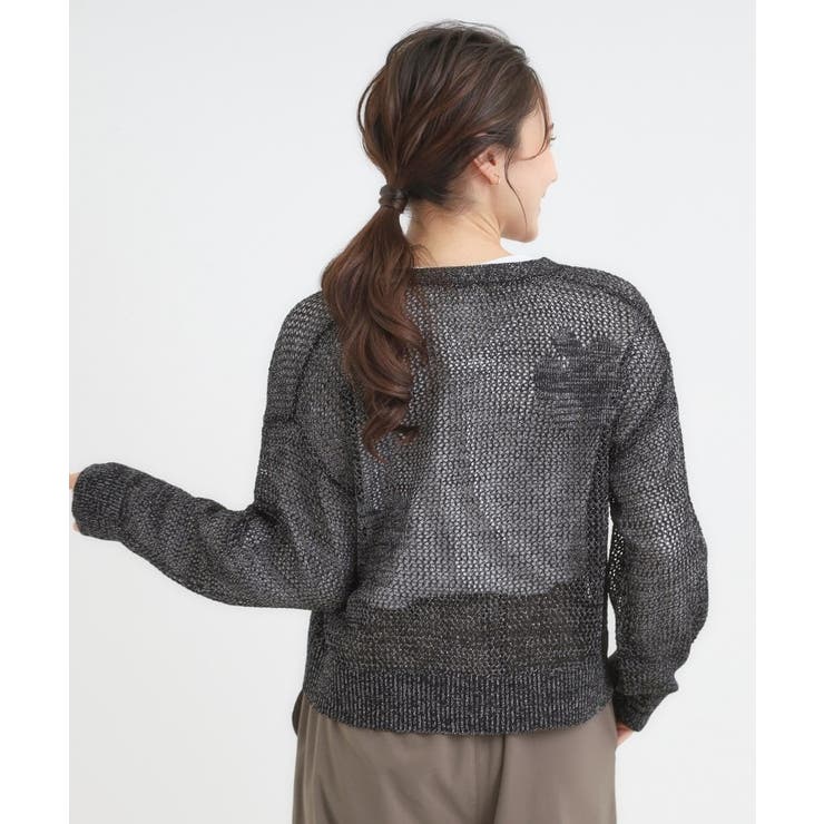 【2点セット】ラメメッシュニットカーディガン＋ロンTセット | Cutie Blonde | 詳細画像10 