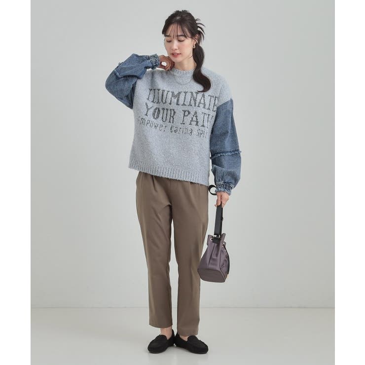 周りと差を付けられる お袖デニム切替 ブークレロゴニット | Cutie Blonde | 詳細画像7 