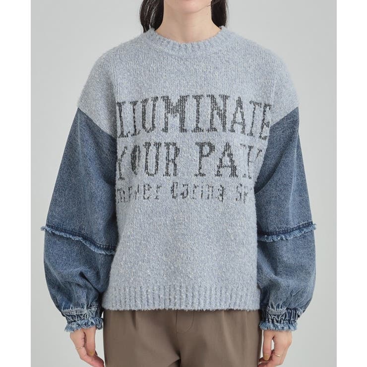 周りと差を付けられる お袖デニム切替 ブークレロゴニット | Cutie Blonde | 詳細画像9 