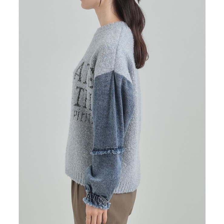 周りと差を付けられる お袖デニム切替 ブークレロゴニット | Cutie Blonde | 詳細画像10 