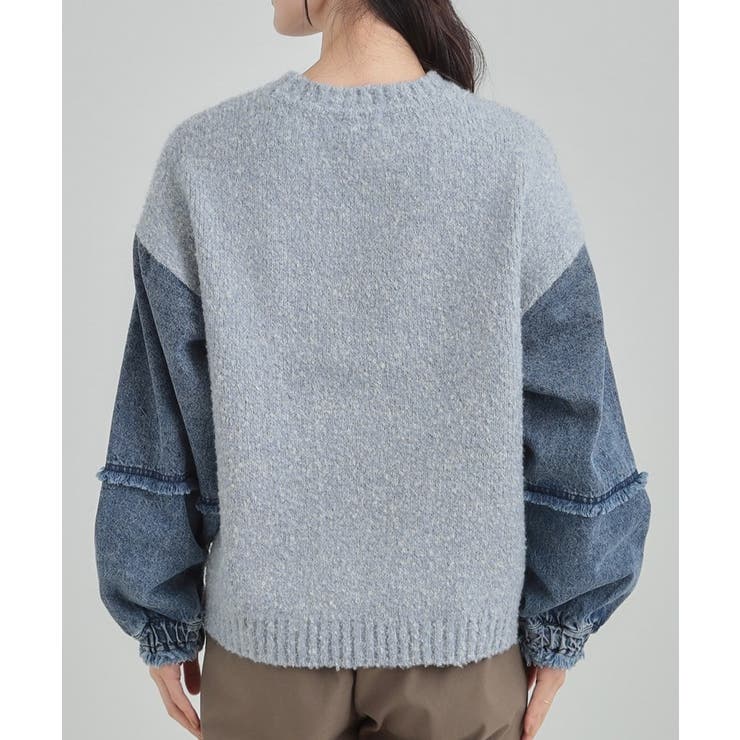 周りと差を付けられる お袖デニム切替 ブークレロゴニット | Cutie Blonde | 詳細画像11 