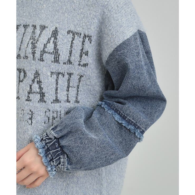 周りと差を付けられる お袖デニム切替 ブークレロゴニット | Cutie Blonde | 詳細画像13 