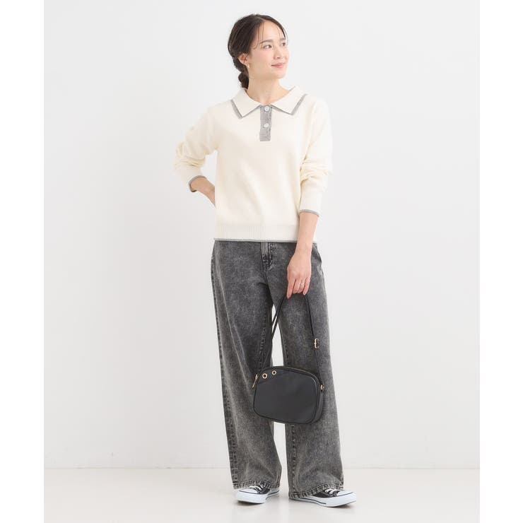 【S-LL】配色がポイントの2枚襟ポロニット | Cutie Blonde | 詳細画像3 