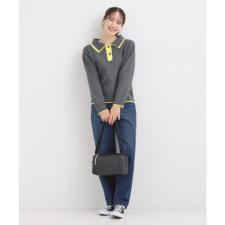 【S-LL】配色がポイントの2枚襟ポロニット | Cutie Blonde | 詳細画像7 