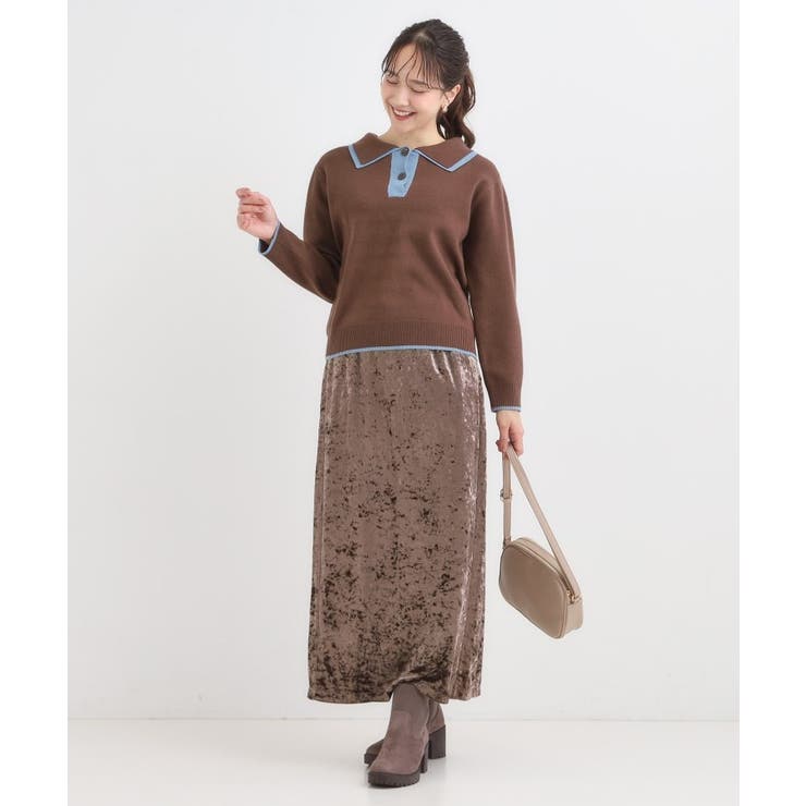 【S-LL】配色がポイントの2枚襟ポロニット | Cutie Blonde | 詳細画像11 