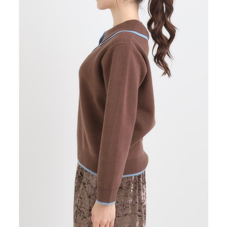 【S-LL】配色がポイントの2枚襟ポロニット | Cutie Blonde | 詳細画像14 