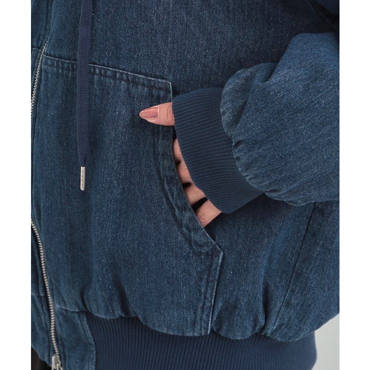 【ダブルZIP】大人カジュアルスタイルに デニム中綿フーディーブルゾン | Cutie Blonde | 詳細画像14 