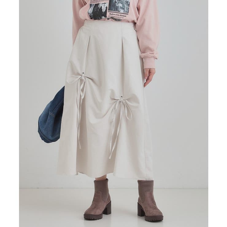 リボンタック ピーチ起毛 フレアスカート | Cutie Blonde | 詳細画像1 