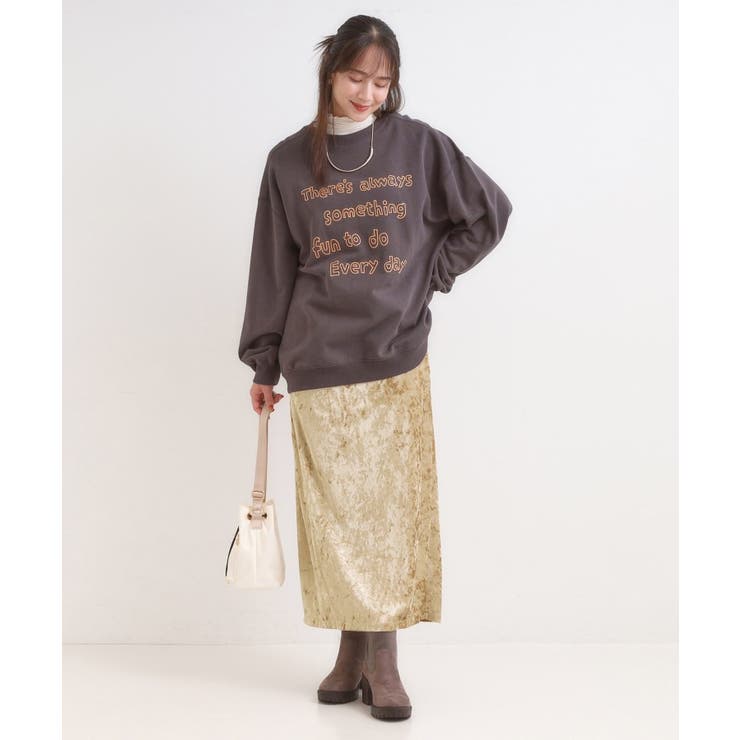 【S-LL】光沢感が華やかに ベロア調ナロースカート | Cutie Blonde | 詳細画像7 