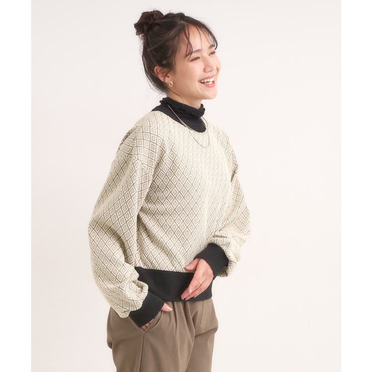【前後2WAY】柄と配色で差がつく ふくれジャカードカーディガン | Cutie Blonde | 詳細画像4 
