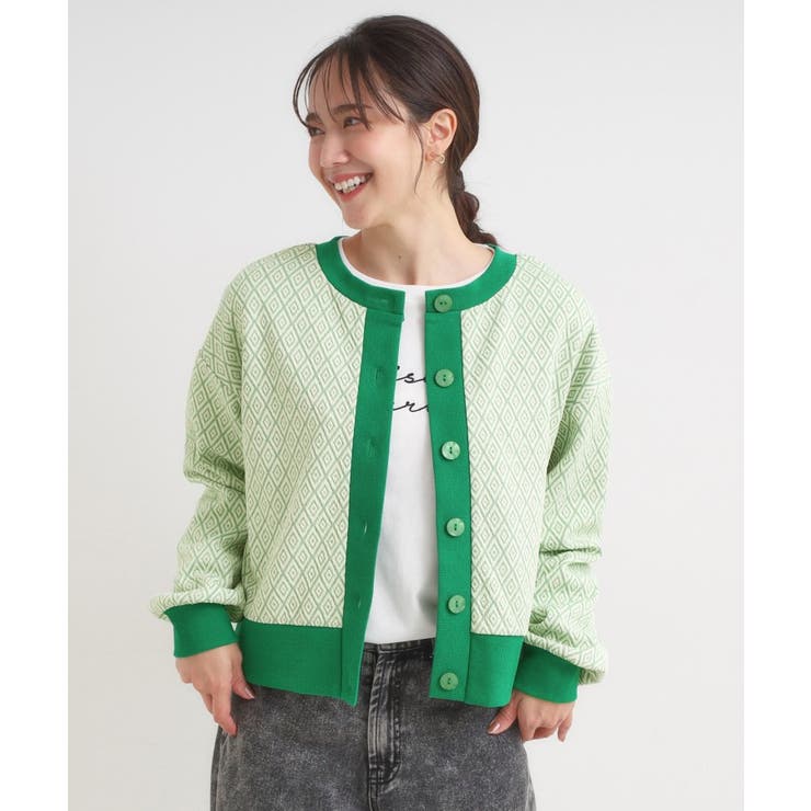 【前後2WAY】柄と配色で差がつく ふくれジャカードカーディガン | Cutie Blonde | 詳細画像8 