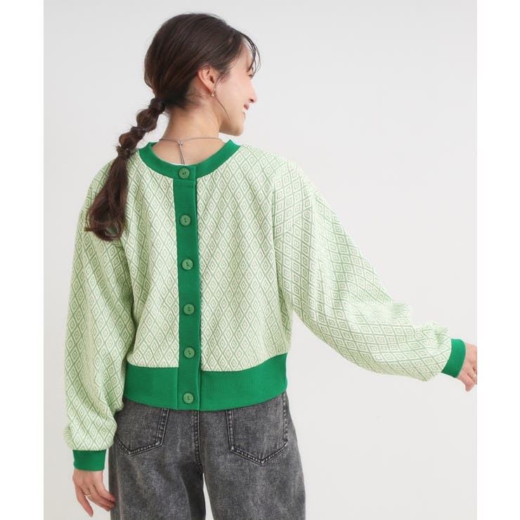 【前後2WAY】柄と配色で差がつく ふくれジャカードカーディガン | Cutie Blonde | 詳細画像11 