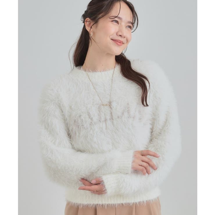 オフホワイト(003) | ふんわり柔らか ロゴフェザーニット | Cutie Blonde