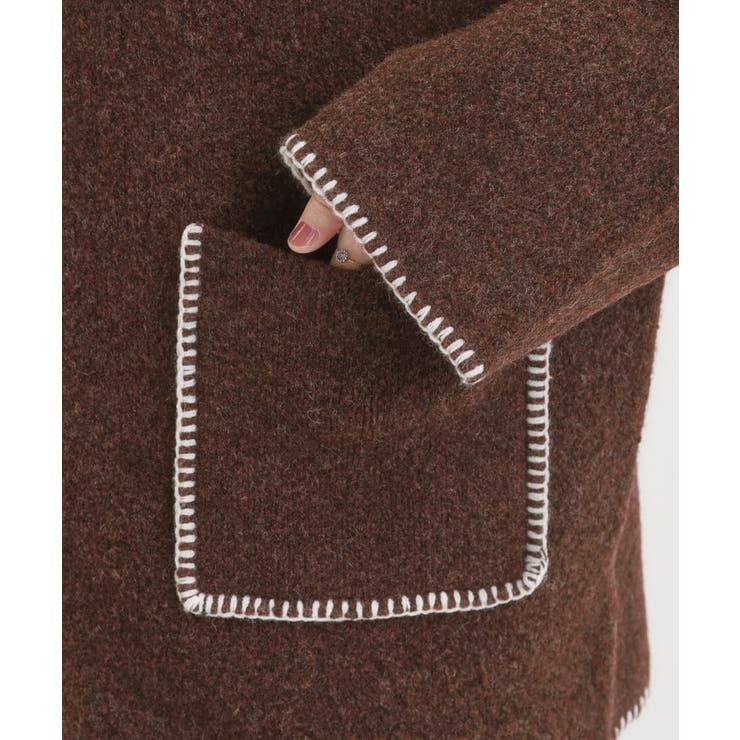 配色ステッチがポイント 襟付きジップニットカーディガン | Cutie Blonde | 詳細画像14 