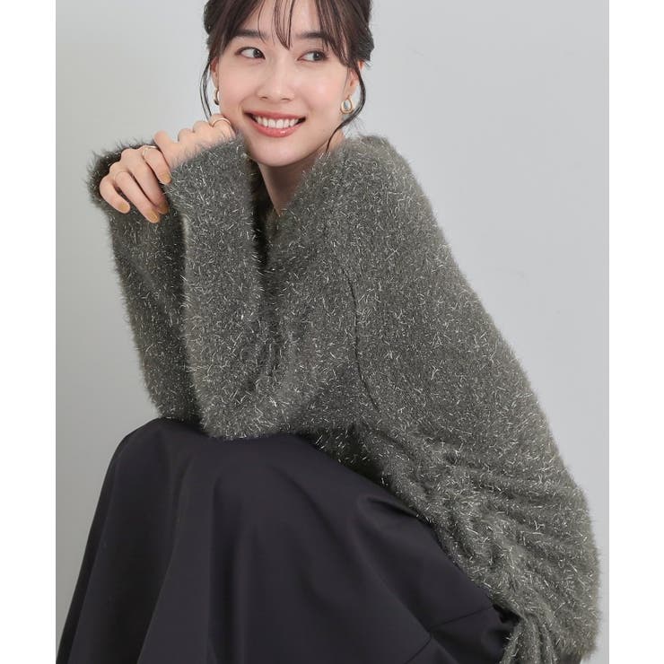 チャコールグレー(014) | キラふわ ラメフェザー ドロストニット | Cutie Blonde