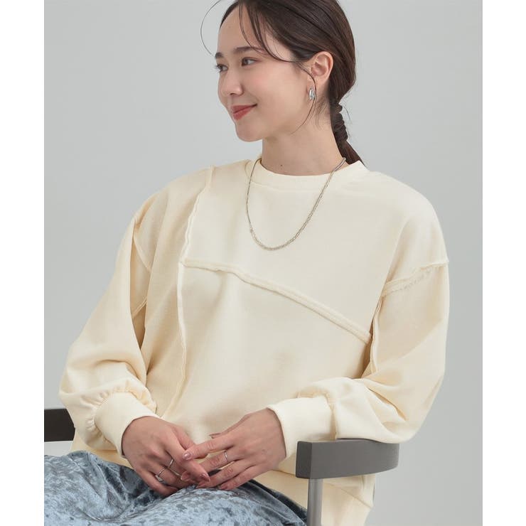 オフホワイト(003) | 1枚でコーデが決まる リメイク風スウェット | Cutie Blonde