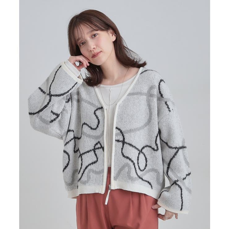 【洗濯機可】選べる3柄 VネックZIPカーディガン | Cutie Blonde | 詳細画像9 