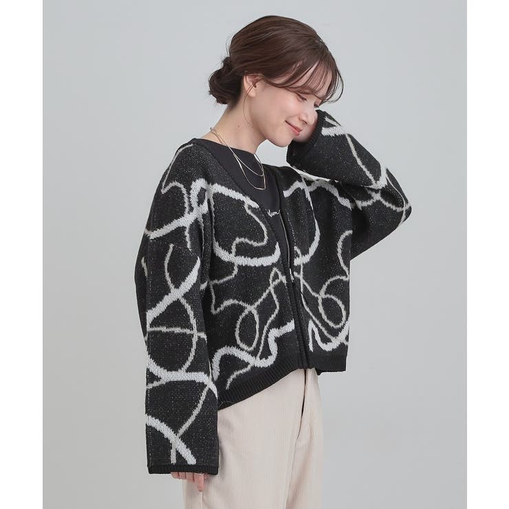 【洗濯機可】選べる3柄 VネックZIPカーディガン | Cutie Blonde | 詳細画像14 