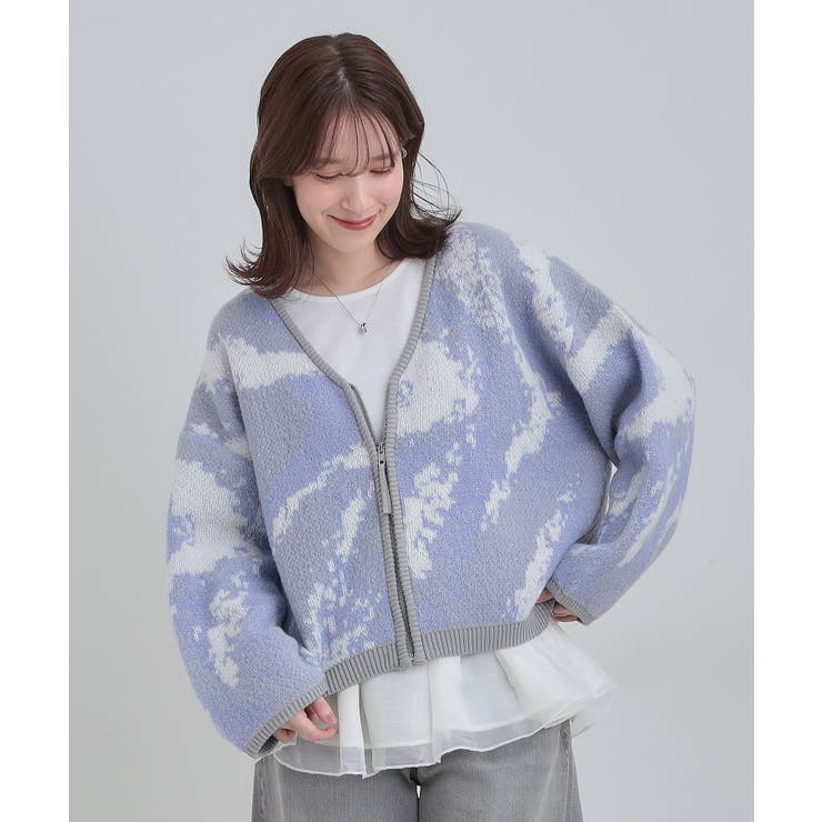 【洗濯機可】選べる3柄 VネックZIPカーディガン | Cutie Blonde | 詳細画像5 