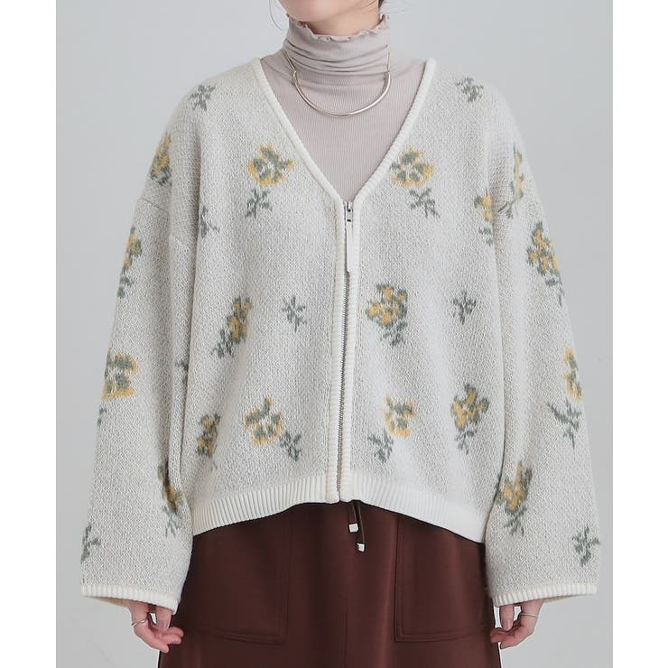 【洗濯機可】選べる3柄 VネックZIPカーディガン | Cutie Blonde | 詳細画像25 