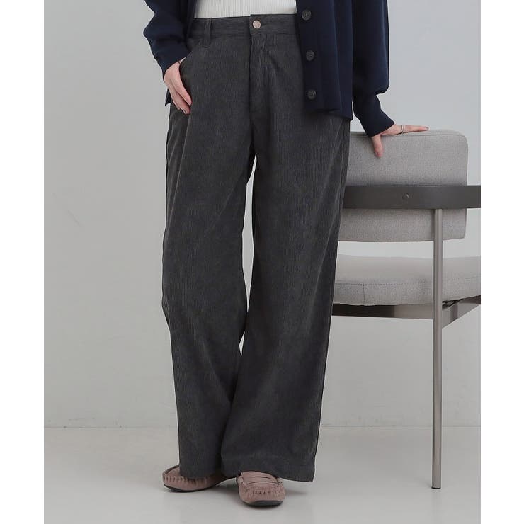 チャコールグレー(014) | コーデュロイ ワイドストレートパンツ | Cutie Blonde