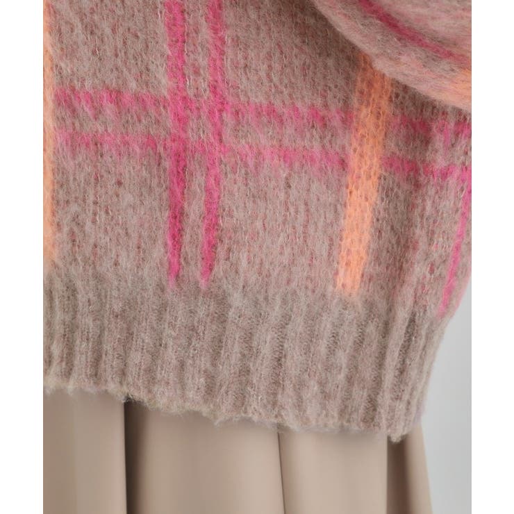 【S-LL】女性らしさ漂う ふわふわチェック柄ニット | Cutie Blonde | 詳細画像19 