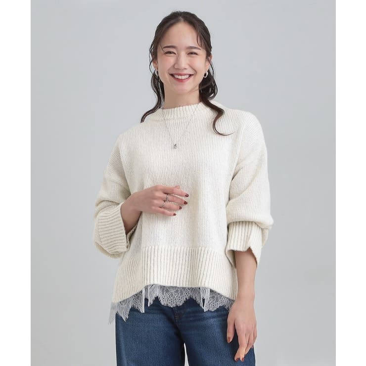 【S-LL】インせず着られる 裾レースラメニット | Cutie Blonde | 詳細画像1 