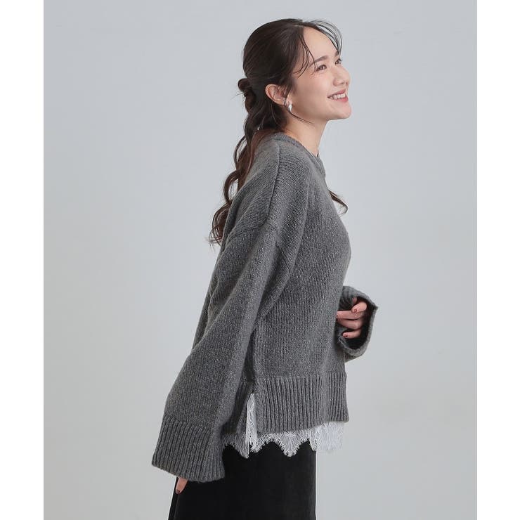 【S-LL】インせず着られる 裾レースラメニット | Cutie Blonde | 詳細画像10 