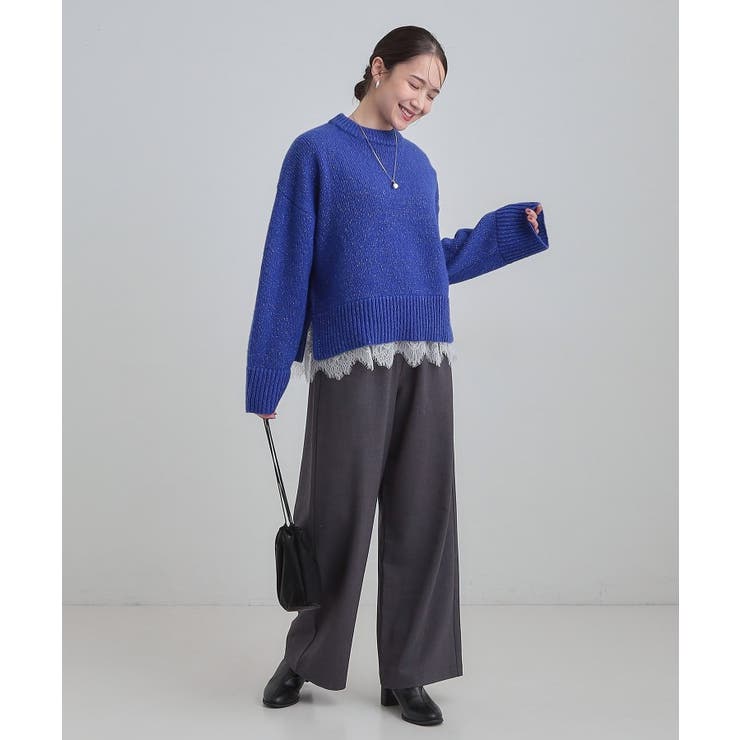 【S-LL】インせず着られる 裾レースラメニット | Cutie Blonde | 詳細画像7 