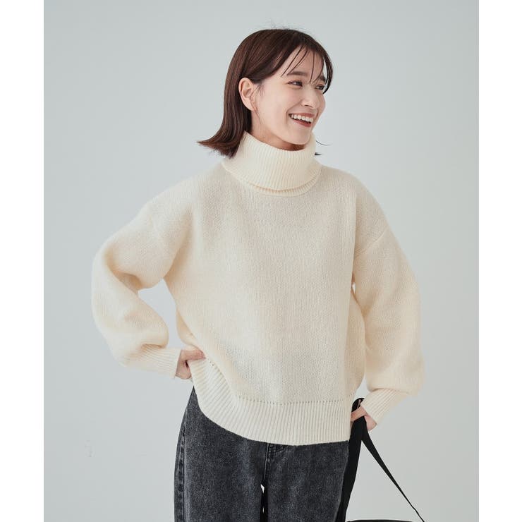 【S-LL】さりげないラメ感 配色ジャカード タートルネックニット | Cutie Blonde | 詳細画像1 