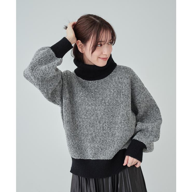 【S-LL】さりげないラメ感 配色ジャカード タートルネックニット | Cutie Blonde | 詳細画像6 