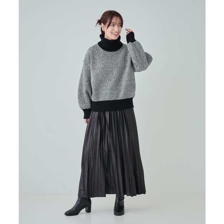 【S-LL】さりげないラメ感 配色ジャカード タートルネックニット | Cutie Blonde | 詳細画像7 