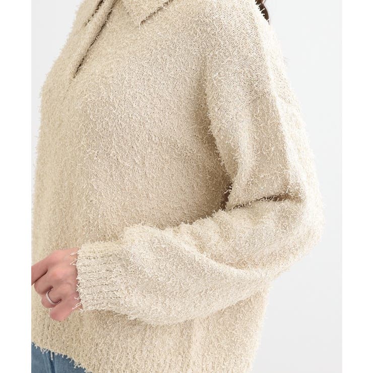 【S-LL】大人ヘルシー やわらかカールヤーン ポロニット | Cutie Blonde | 詳細画像13 