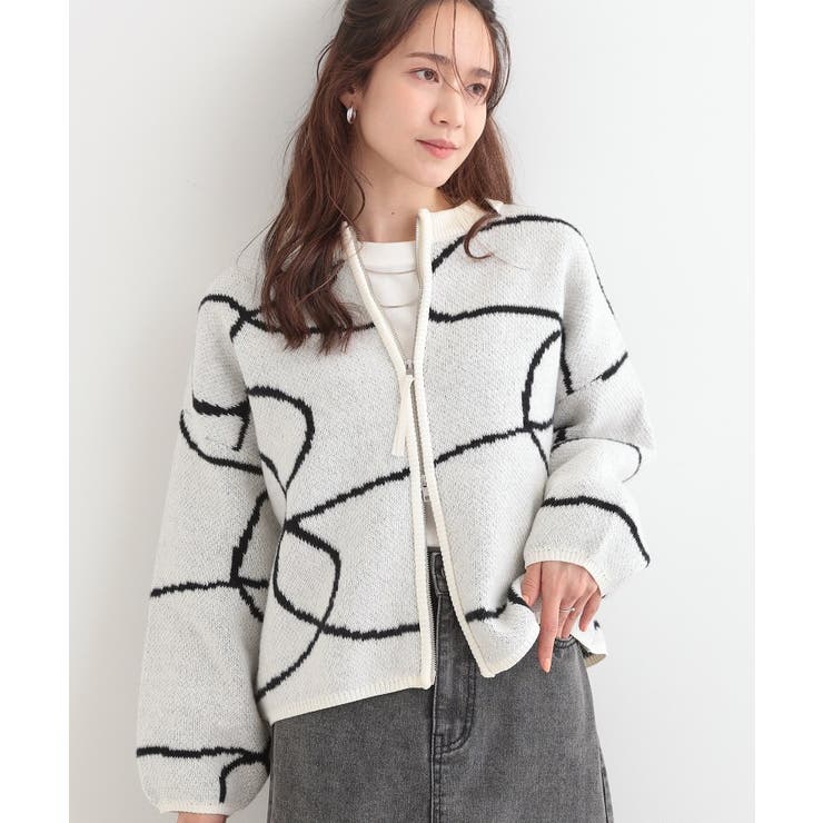ホワイト(401) | 選べる3柄 ダブルZIPカーディガン | Cutie Blonde
