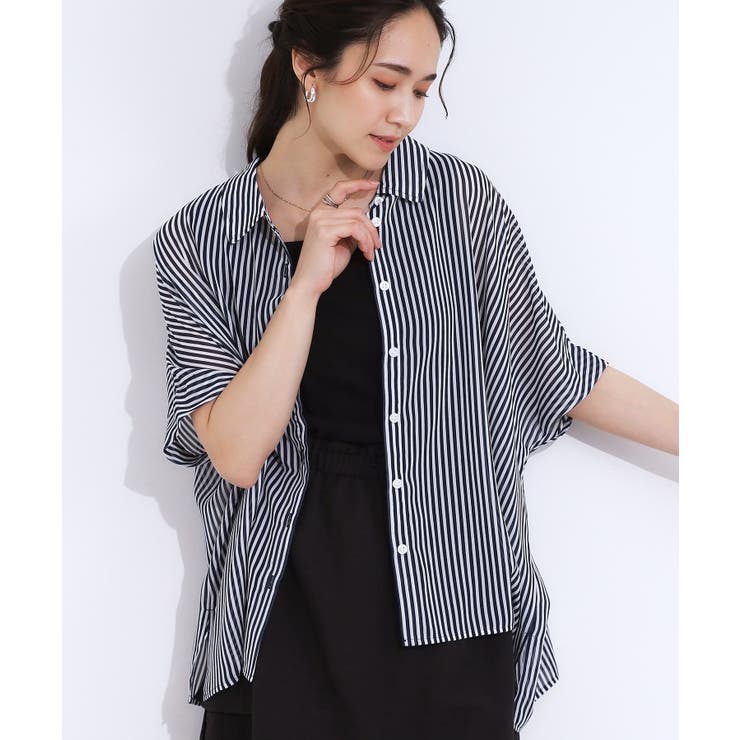 ネイビー(394) | 大人のシアー感 ゆるさらポンチョシャツ | Cutie Blonde