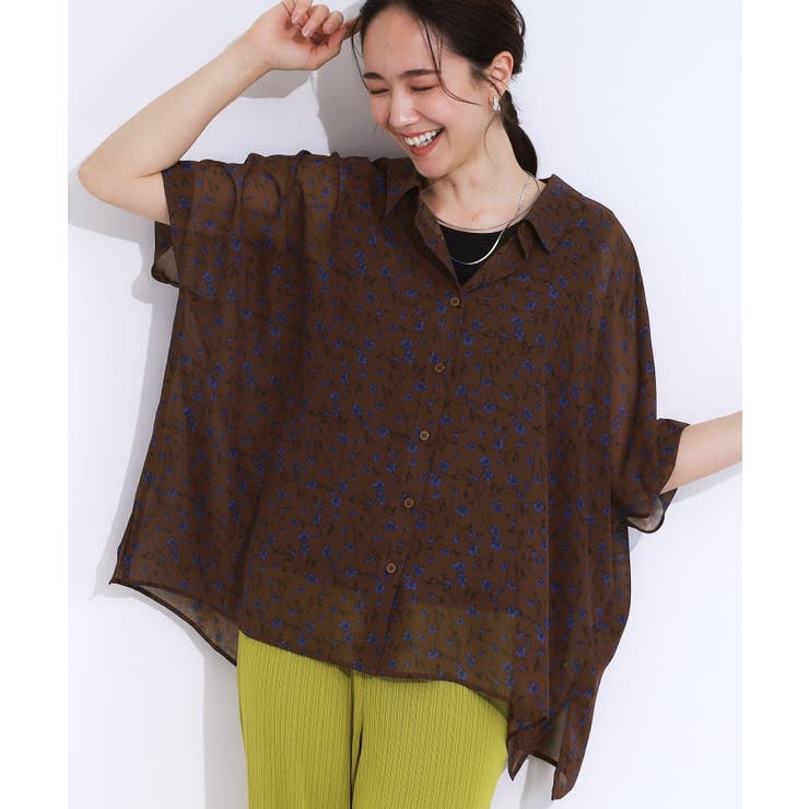 ブラウン(744) | 大人のシアー感 ゆるさらポンチョシャツ | Cutie Blonde