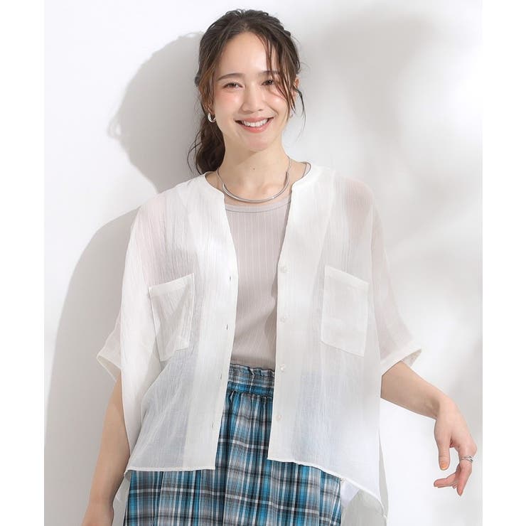 程よいシアー感 ポケットドルマン5分袖シャツ | Cutie Blonde | 詳細画像9 