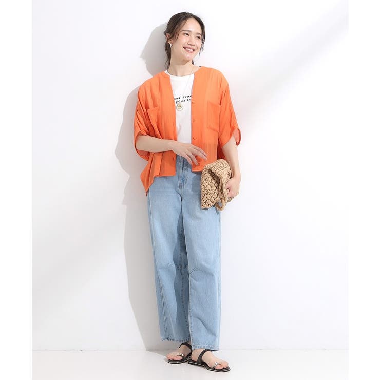 程よいシアー感 ポケットドルマン5分袖シャツ | Cutie Blonde | 詳細画像15 