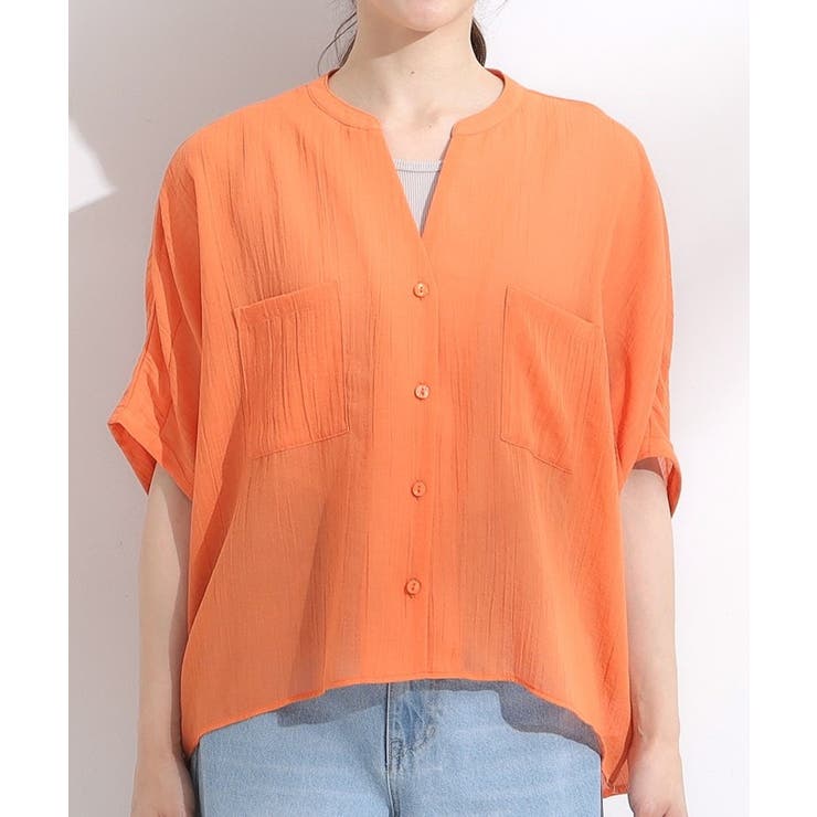 程よいシアー感 ポケットドルマン5分袖シャツ | Cutie Blonde | 詳細画像29 