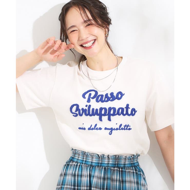 ホワイト(001) | 【ひんやり/S-LL】サガラ刺繍ロゴTシャツ | Cutie Blonde