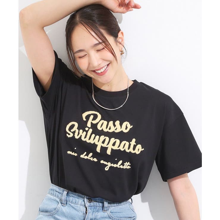 ブラック(019) | 【ひんやり/S-LL】サガラ刺繍ロゴTシャツ | Cutie Blonde