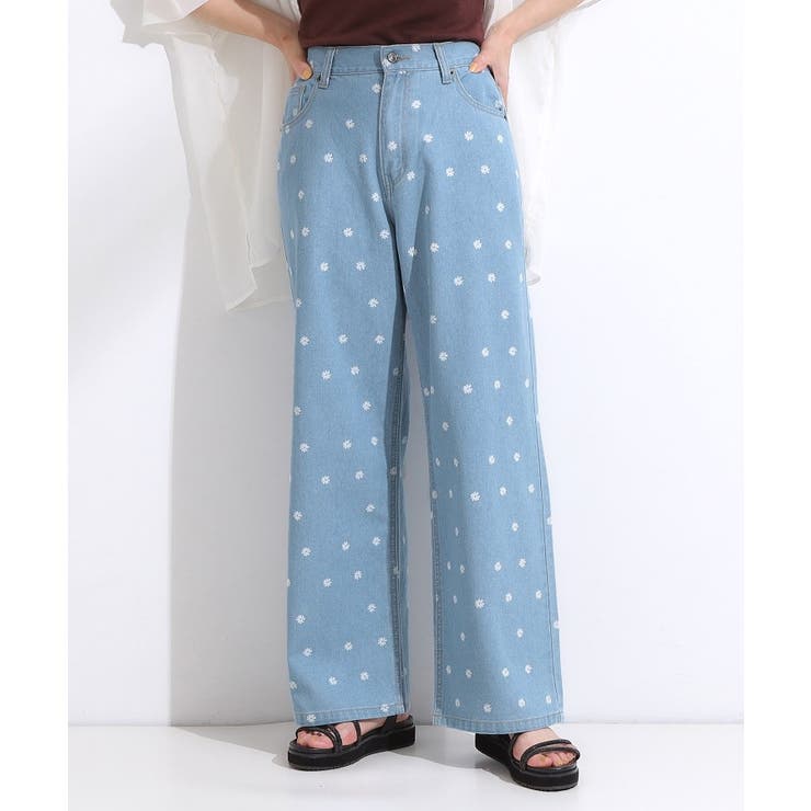【S-LL】周りと差がつく デイジー柄デニムワイドパンツ | Cutie Blonde | 詳細画像5 