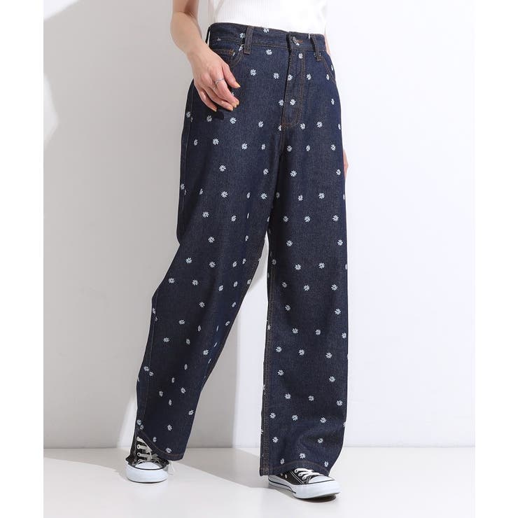 【S-LL】周りと差がつく デイジー柄デニムワイドパンツ | Cutie Blonde | 詳細画像1 