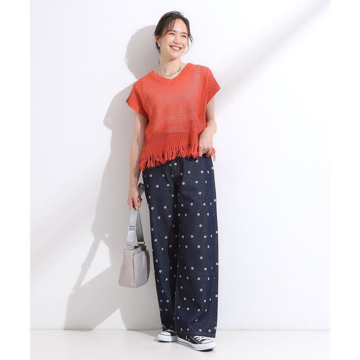 【S-LL】周りと差がつく デイジー柄デニムワイドパンツ | Cutie Blonde | 詳細画像3 