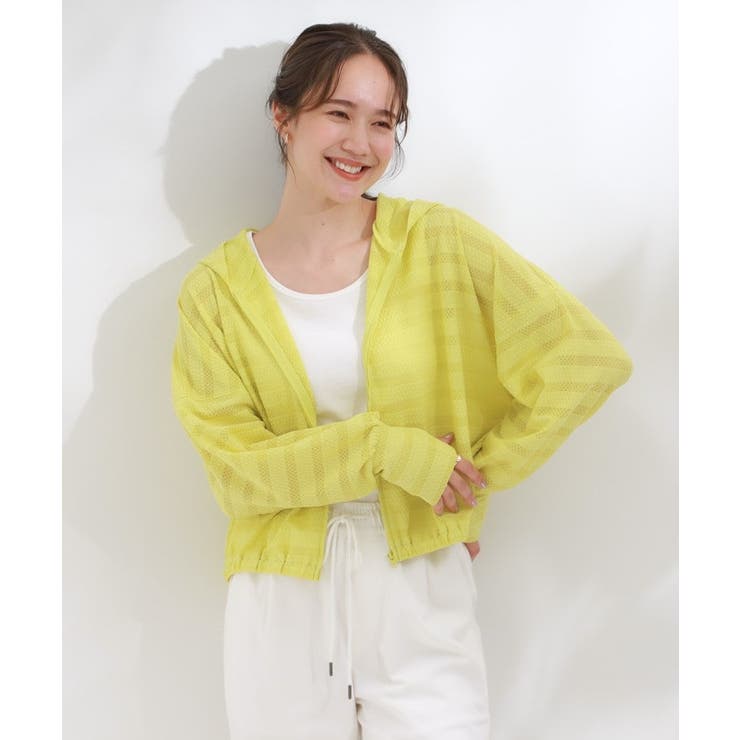 【UV/水陸両用】手の甲まで隠れる レースボーダー ラッシュガードパーカ | Cutie Blonde | 詳細画像9 