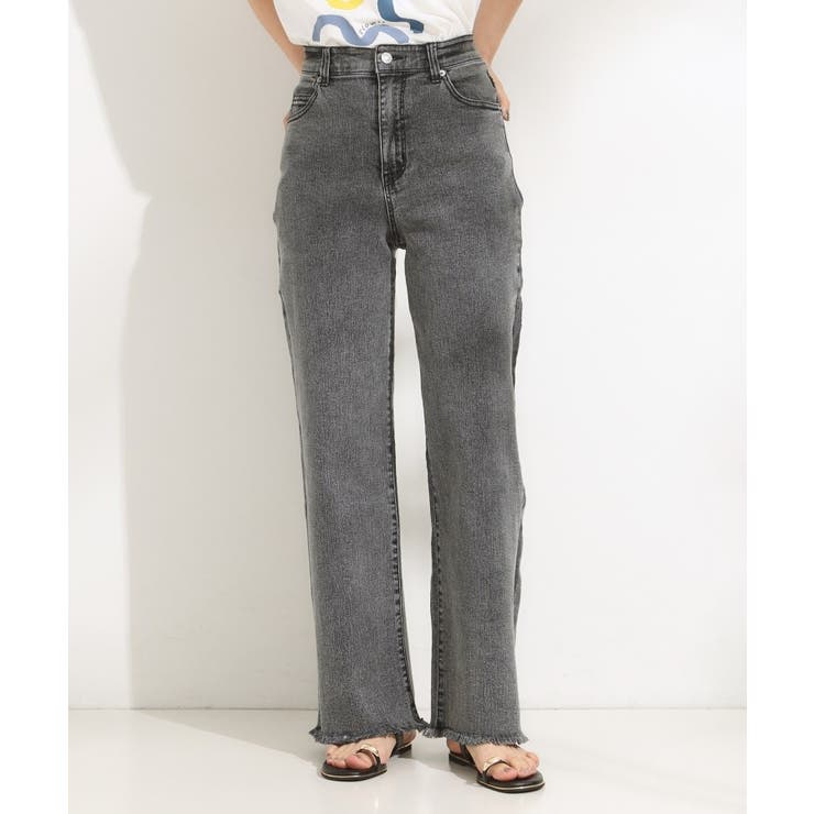 【S-LL/裏ひんやり/ストレッチ】ワイドストレートデニムパンツ | Cutie Blonde | 詳細画像1 